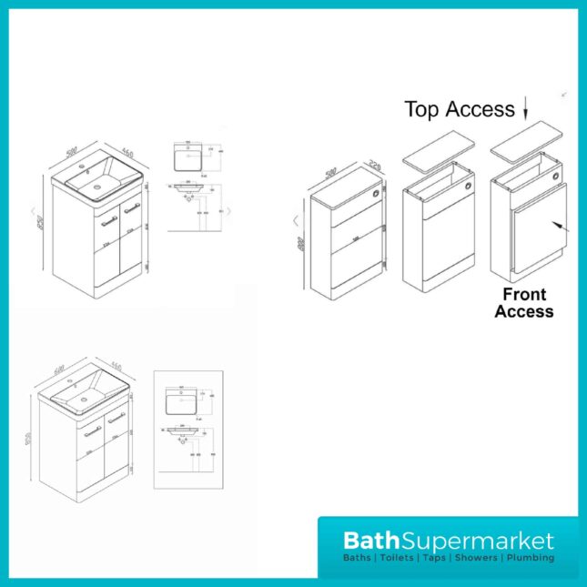 Mossini Floor Standing Combination Bathroom Furniture Pack-Pebble Grey