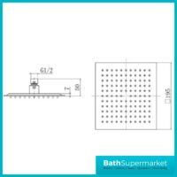 Observa Brushed Brass 8" Slimline Square Shower Head Only - Image 3