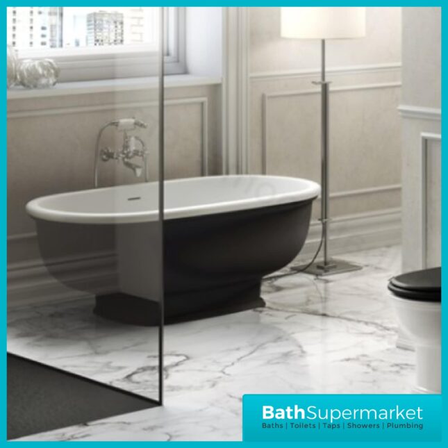 RAK Washington Black 1560mm x 810mm Double Ended Freestanding Bath