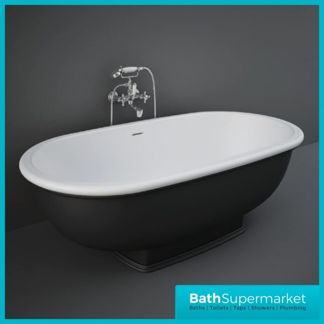 RAK Washington Black 1560mm x 810mm Double Ended Freestanding Bath