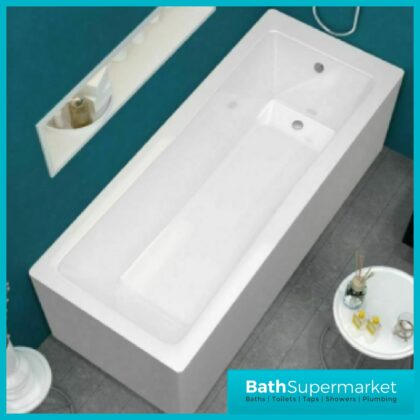 Modern Gloss White Square Single Ended Acrylic Bath Tub 1400mm x 700mm