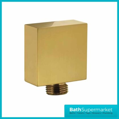 Bathroom Square Water Outlet Elbow Handset Holder Brushed Brass