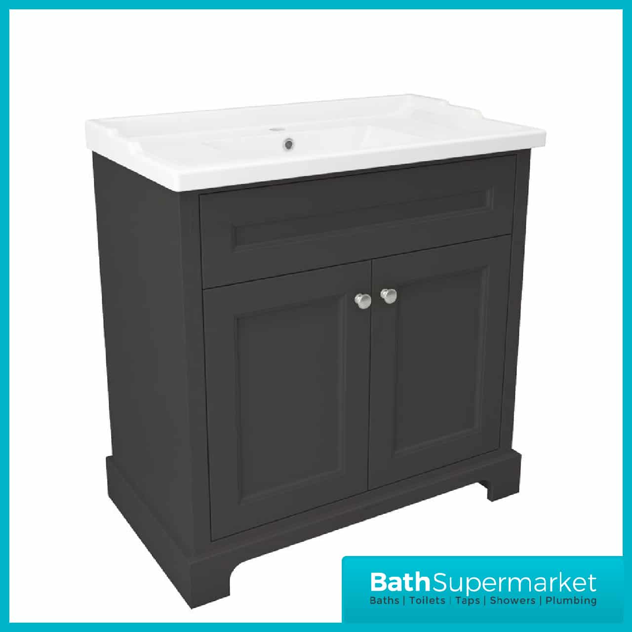 Washington Greyish Black Traditional Floor Standing Vanity Unit & Basin 800mm