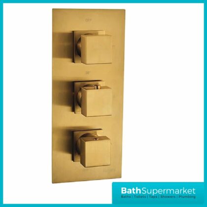 Observa Brushed Brass Square Tripple Concealed Shower Valve