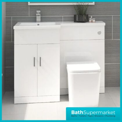 Elation White Gloss Combination L Shape Furniture Pack 1070mm x 850mm LH & RH