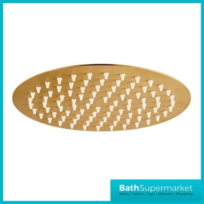 8" Round Modern Flat Thin Slimline Brushed Brass Shower Head 20cm Bathroom