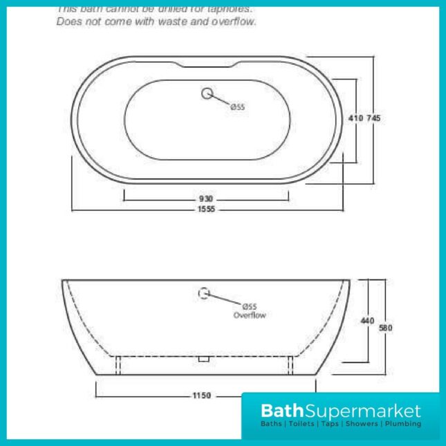 San Marlo Modern Luxury White Freestanding Double Ended Bath 1555mm