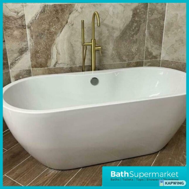 San Marlo Modern Luxury White Freestanding Double Ended Bath 1655mm - Image 3