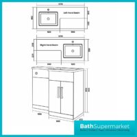 Elation Matt Indigo Combination L Shape Furniture Pack 1070mm x 850mm LH & RH