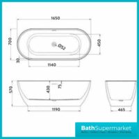 Form Bath 1650mm x 700mm Gloss White Freestanding Bath