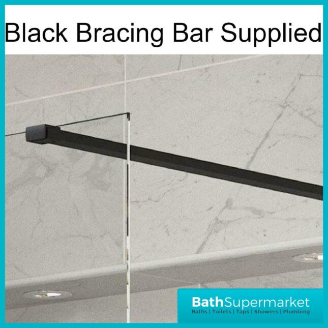 1200mm Designer Black Leaf Design Walkin Wetroom Shower Enclosure 8mm
