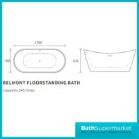 Belmont Modern Grey Freestanding 1700x780x670mm Bath