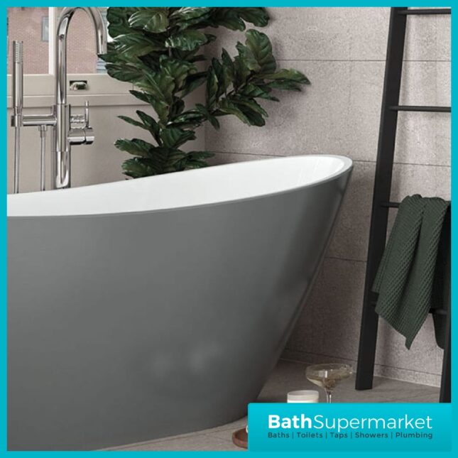 AquaVolere Throwley Modern Grey Freestanding 1700x780x670mm Bath - Image 3