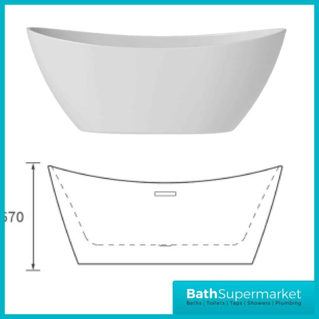 Belmont Modern White Freestanding 1700x780x670mm Bath