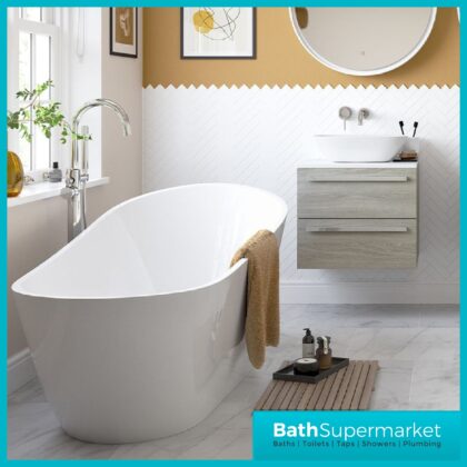 Ashbourne Modern Freestanding 1500x750x720mm Slipper Bath