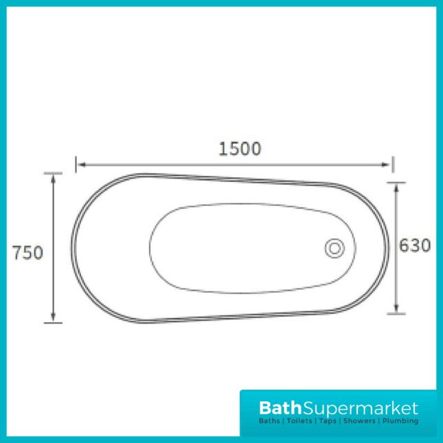 Ashbourne Modern Freestanding 1500x750x720mm Slipper Bath