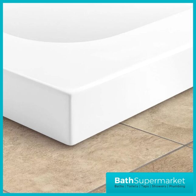 April White Stone Resin Rectangular Shower Tray With Waste 800mm x 700mm