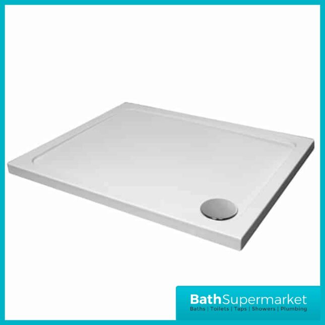 April White Stone Resin Rectangular Shower Tray With Waste 800mm x 700mm