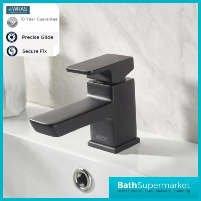 Bristan Cobalt Black Mono Basin Mixer Tap & Clicker Waste