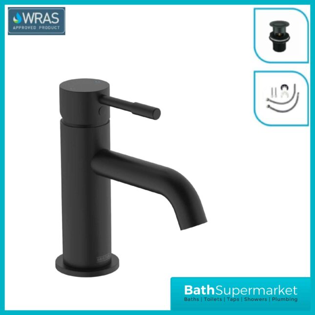 Bristan Milan Black Mono Basin Mixer Tap & Clicker Waste