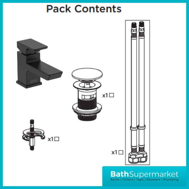Bristan Cobalt Black Mono Basin Mixer Tap & Clicker Waste