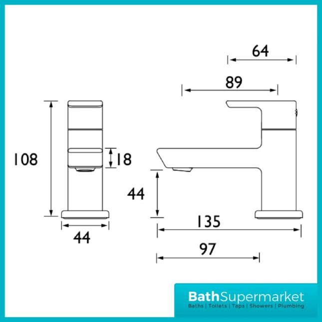 Bristan Cobalt Black Pair Lever Basin Taps