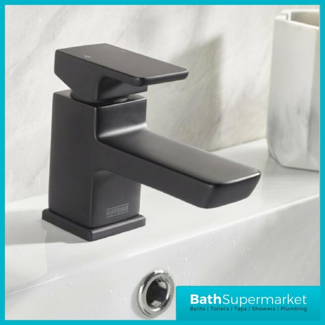 Bristan Cobalt Black Mono Basin Mixer Tap & Clicker Waste
