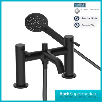 Bristan Mila Black Bath Shower Mixer Tap With Hose & Bracket