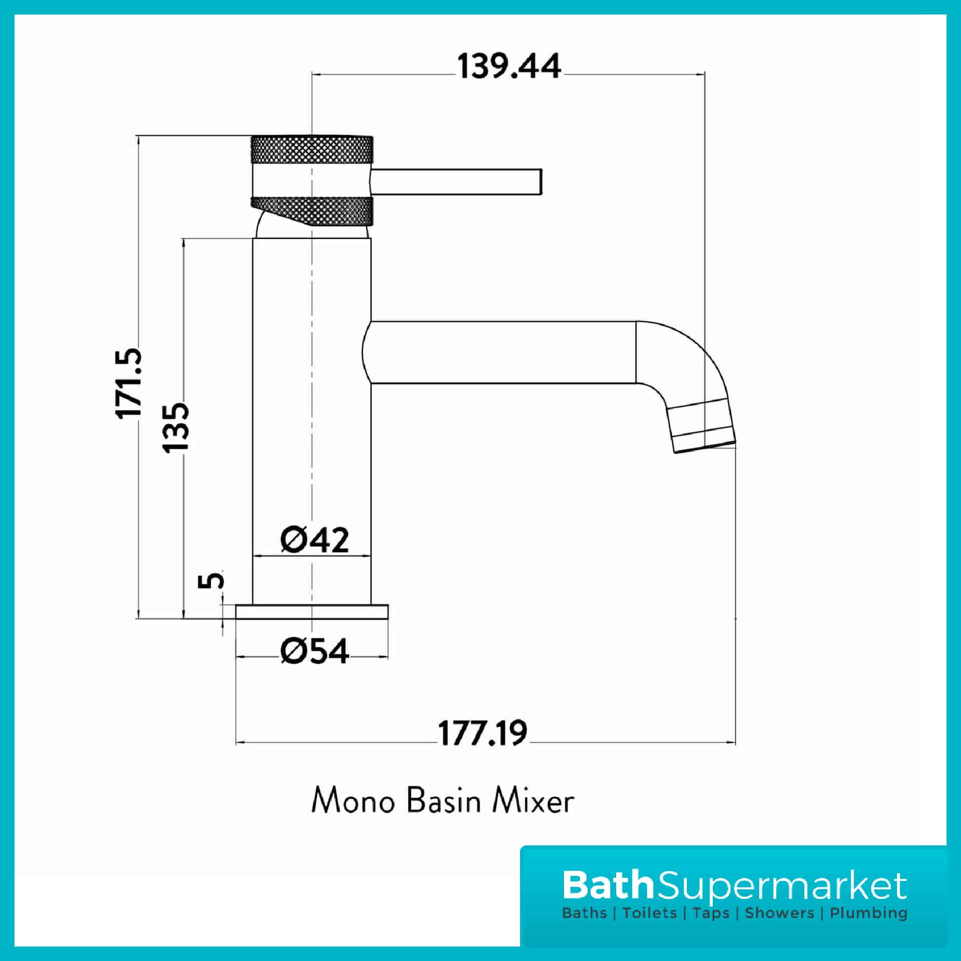 Knurled Round Black Basin Mono Mixer & Bath Filler Tap Pack With Screw Head 2 Types
