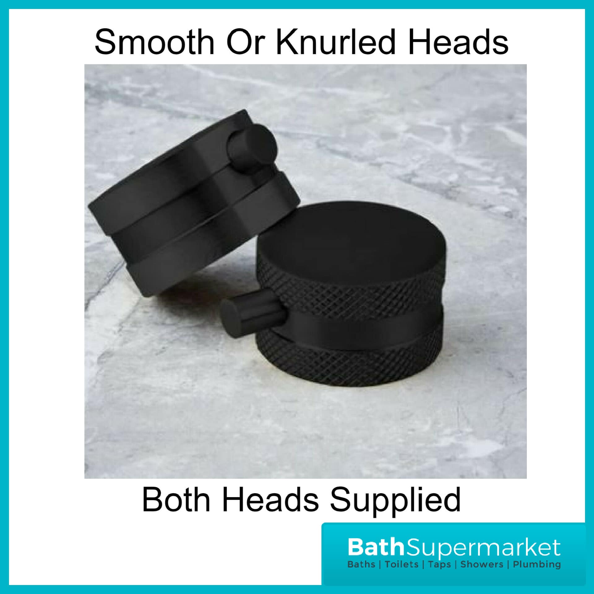 Knurled Round Black Basin Mono Mixer & Bath Filler Tap Pack With Screw Head 2 Types