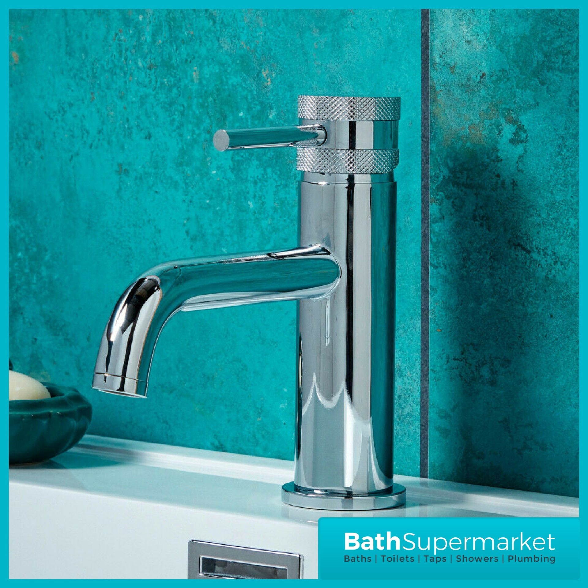 Knurled Round Chrome Basin Mono Mixer & Bath Filler Tap Pack With Screw Head 2 Types