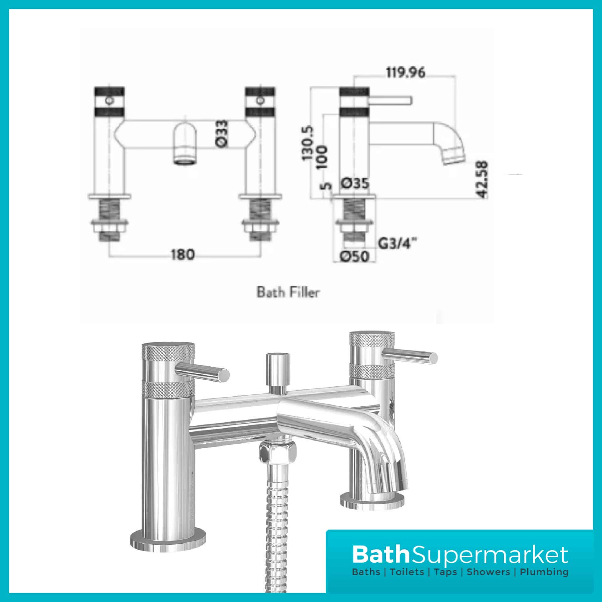 Knurled Round Chrome Basin Mono Mixer & Bath Shower Mixer Tap Pack With Screw Head 2 Types