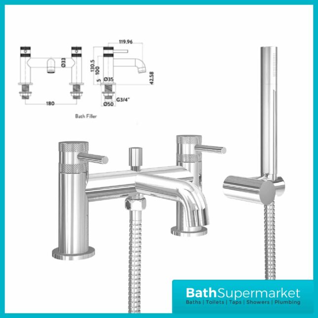 Knurled Round Chrome Bath Shower Mixer Tap & Screw Head 2 Types