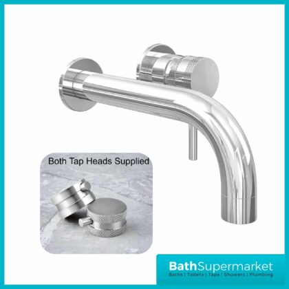 Knurled Round Chrome Wall Mounted Basin Tap & Screw Head 2 Types