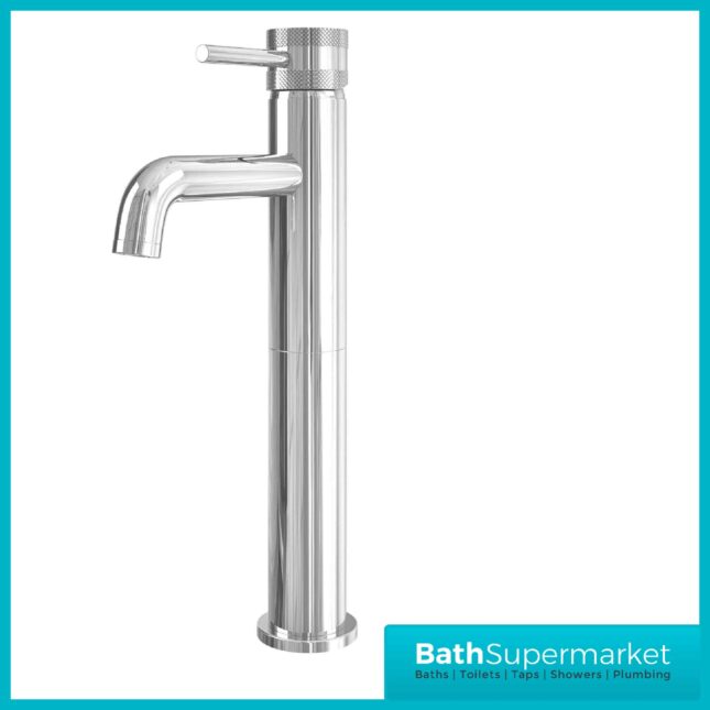 Sognare Knurled Round Chrome Tall Mono Basin Mixer Tap & Screw Head 2 Types - Image 5