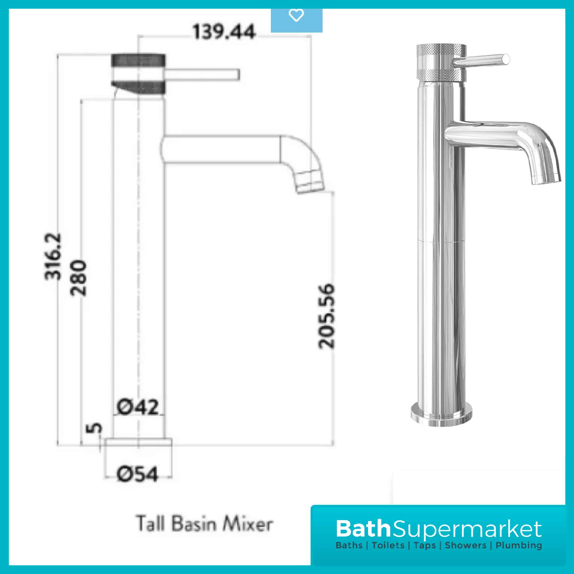 Sognare Knurled Round Chrome Tall Mono Basin Mixer Tap & Screw Head 2 Types - Image 4