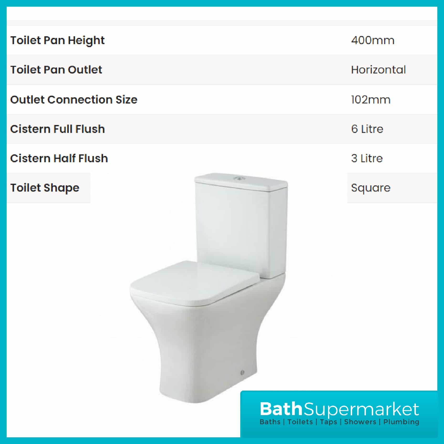 Nuie Ava Rimless Short Projection Close Coupled Toilet & Soft Close Seat - Image 7