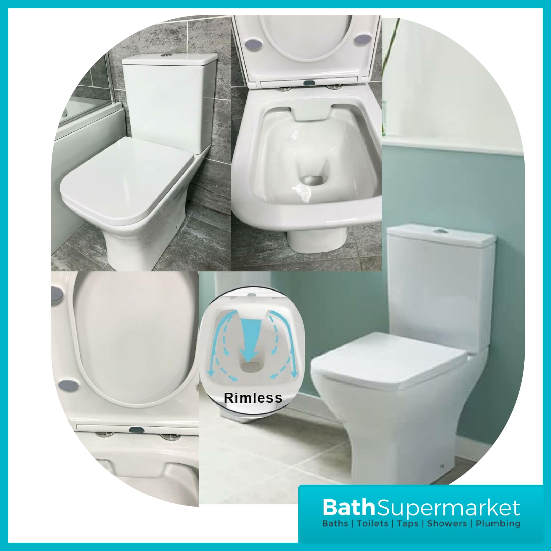 Nuie Ava Rimless Short Projection Close Coupled Toilet & Soft Close Seat - Image 5