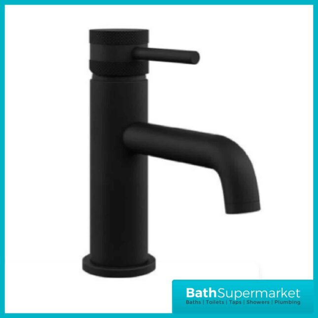 Knurled Round Black Basin Mono Mixer Tap With Screw Head 2 Types - Image 2