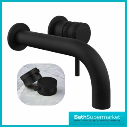 Knurled Round Black Basin Wall Mounted Basin Tap With Screw Head 2 Types