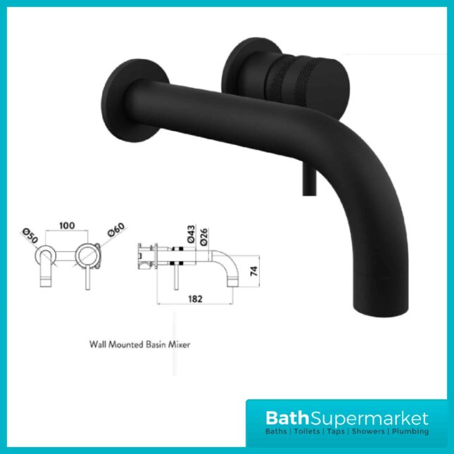 Sognare Knurled Round Black Basin Wall Mounted Basin Tap With Screw Head 2 Types - Image 5