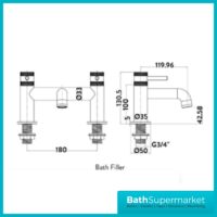 Knurled Modern Round Chrome Bath Filler Tap & Screw Head 2 Types