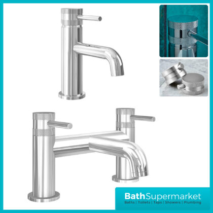 Knurled Round Chrome Basin Mono & Bath Filler Tap Pack-2 Screw Heads