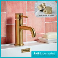 Quality Round Brushed Brass Basin Mono Mixer Tap With Screw Head 2 Types