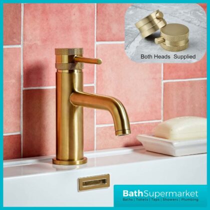 Quality Round Brushed Brass Basin Mono Mixer Tap With Screw Head 2 Types