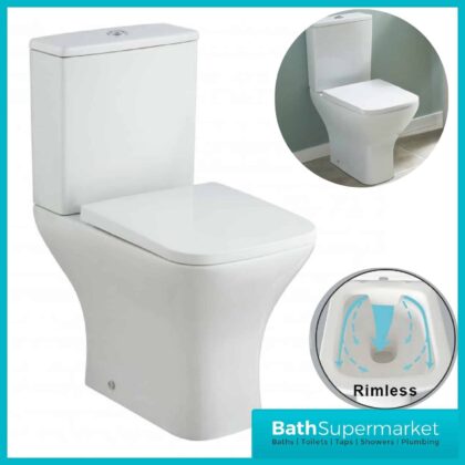 Nuie Ava Rimless Short Projection Close Coupled Toilet & Soft Close Seat