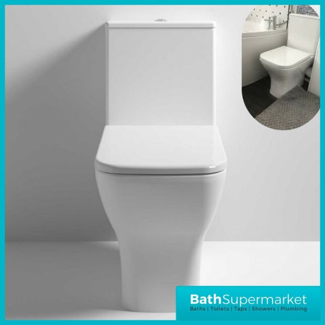 Nuie Ava Rimless Short Projection Close Coupled Toilet & Soft Close Seat