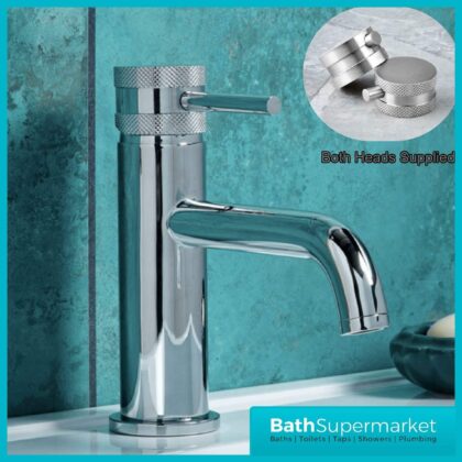 Knurled Round Chrome Basin Mono Mixer Tap With Screw Head 2 Types
