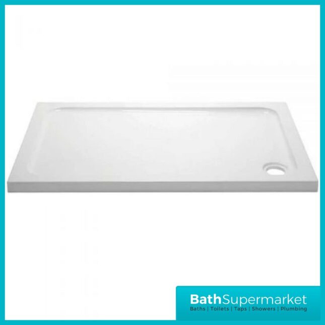 April White Stone Resin Rectangular Shower Tray With Waste 800mm x 700mm