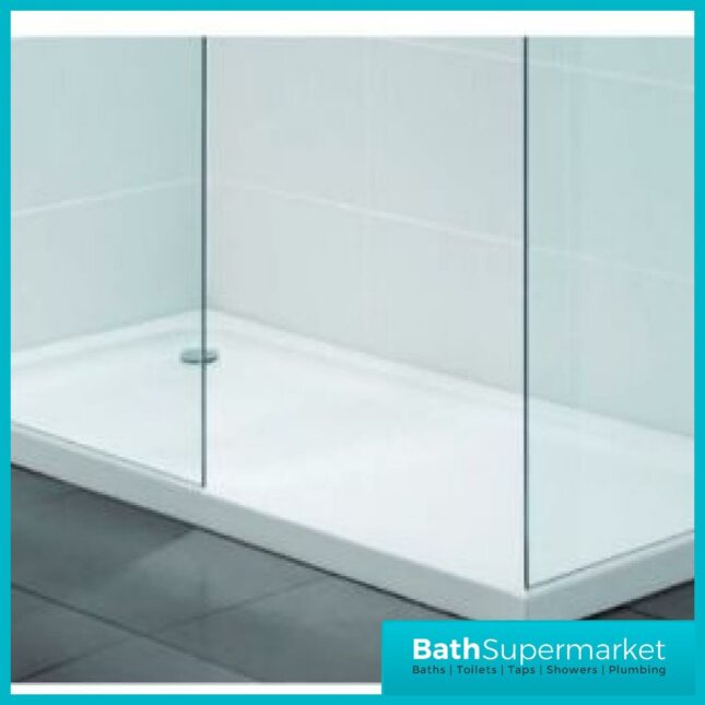 April White Stone Resin Rectangular Shower Tray With Waste 800mm x 700mm